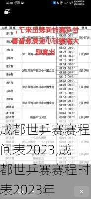 成都世乒赛赛程时间表2023,成都世乒赛赛程时间表2023年