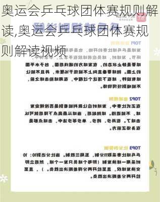 奥运会乒乓球团体赛规则解读,奥运会乒乓球团体赛规则解读视频