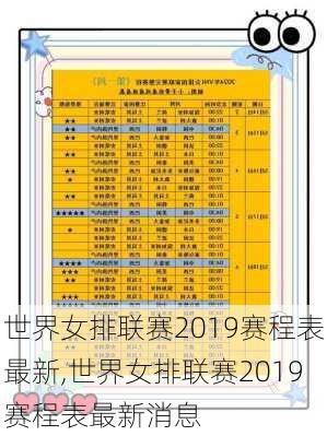 世界女排联赛2019赛程表最新,世界女排联赛2019赛程表最新消息