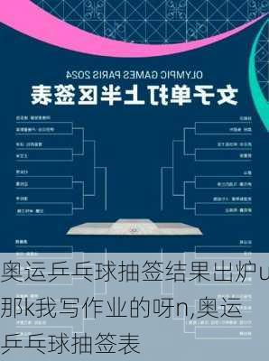 奥运乒乓球抽签结果出炉u那k我写作业的呀n,奥运乒乓球抽签表