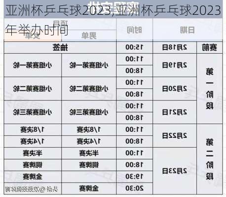 亚洲杯乒乓球2023,亚洲杯乒乓球2023年举办时间