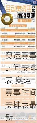 奥运赛事时间安排表,奥运赛事时间安排表最新