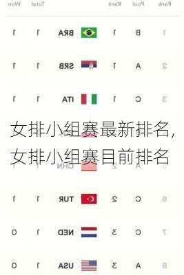 女排小组赛最新排名,女排小组赛目前排名