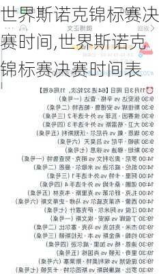 世界斯诺克锦标赛决赛时间,世界斯诺克锦标赛决赛时间表