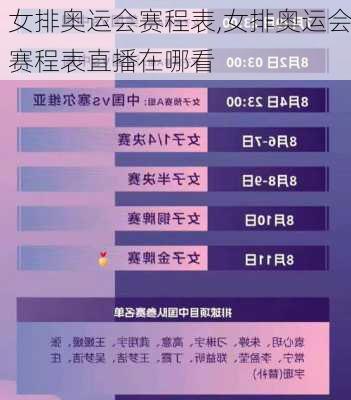 女排奥运会赛程表,女排奥运会赛程表直播在哪看
