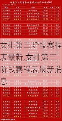 女排第三阶段赛程表最新,女排第三阶段赛程表最新消息