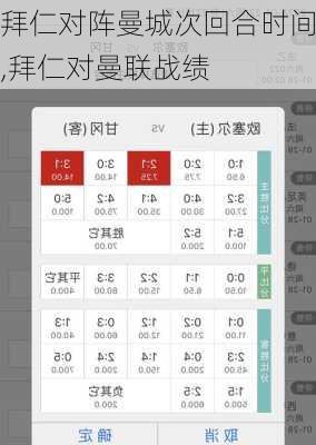 拜仁对阵曼城次回合时间,拜仁对曼联战绩