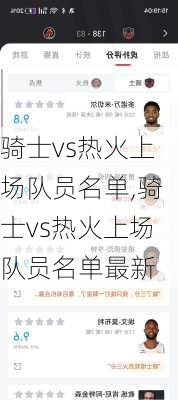骑士vs热火上场队员名单,骑士vs热火上场队员名单最新
