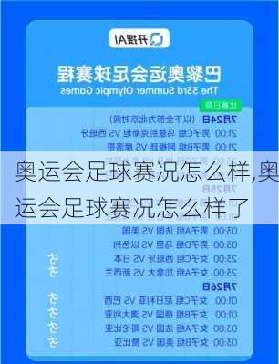 奥运会足球赛况怎么样,奥运会足球赛况怎么样了