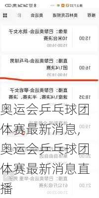 奥运会乒乓球团体赛最新消息,奥运会乒乓球团体赛最新消息直播