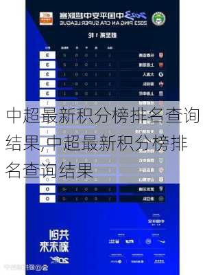 中超最新积分榜排名查询结果,中超最新积分榜排名查询结果