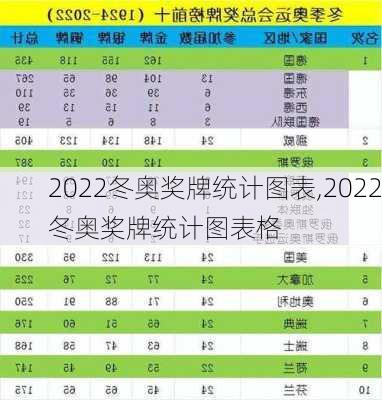 2022冬奥奖牌统计图表,2022冬奥奖牌统计图表格