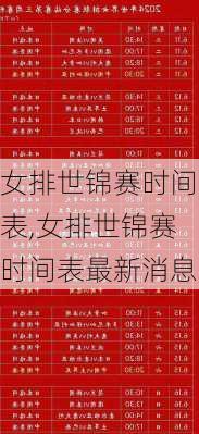 女排世锦赛时间表,女排世锦赛时间表最新消息