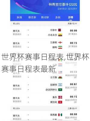 世界杯赛事日程表,世界杯赛事日程表最新