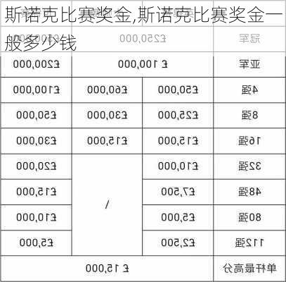 斯诺克比赛奖金,斯诺克比赛奖金一般多少钱