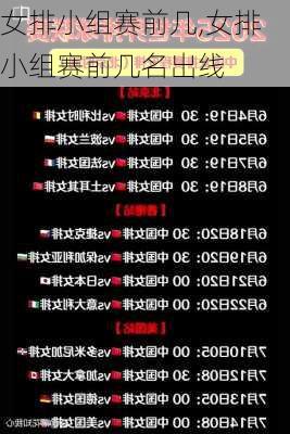 女排小组赛前几,女排小组赛前几名出线