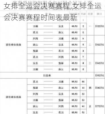 女排全运会决赛赛程,女排全运会决赛赛程时间表最新