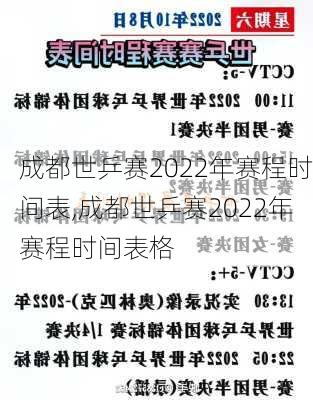成都世乒赛2022年赛程时间表,成都世乒赛2022年赛程时间表格
