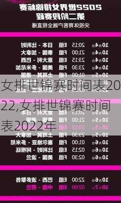 女排世锦赛时间表2022,女排世锦赛时间表2022年