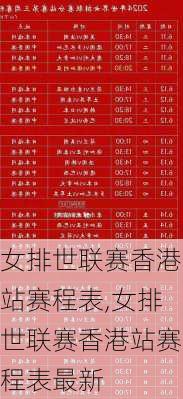 女排世联赛香港站赛程表,女排世联赛香港站赛程表最新
