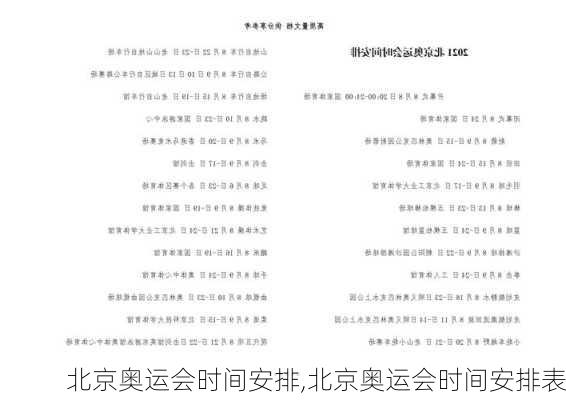 北京奥运会时间安排,北京奥运会时间安排表