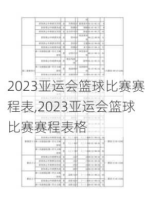 2023亚运会篮球比赛赛程表,2023亚运会篮球比赛赛程表格