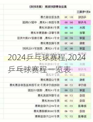 2024乒乓球赛程,2024乒乓球赛程一览表