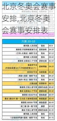 北京冬奥会赛事安排,北京冬奥会赛事安排表