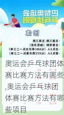 奥运会乒乓球团体赛比赛方法有哪些,奥运会乒乓球团体赛比赛方法有哪些项目