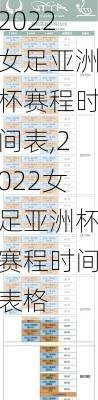 2022女足亚洲杯赛程时间表,2022女足亚洲杯赛程时间表格