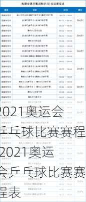 2021奥运会乒乓球比赛赛程,2021奥运会乒乓球比赛赛程表