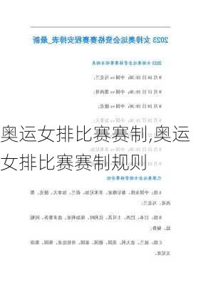 奥运女排比赛赛制,奥运女排比赛赛制规则