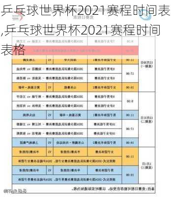 乒乓球世界杯2021赛程时间表,乒乓球世界杯2021赛程时间表格