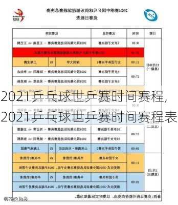 2021乒乓球世乒赛时间赛程,2021乒乓球世乒赛时间赛程表