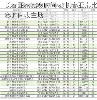 长春亚泰比赛时间表,长春亚泰比赛时间表主场