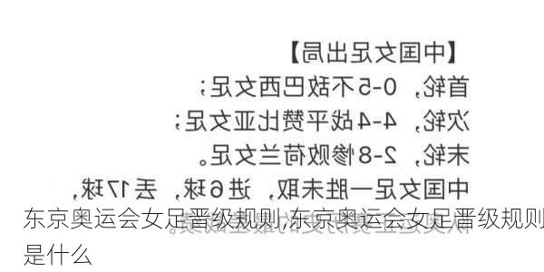 东京奥运会女足晋级规则,东京奥运会女足晋级规则是什么