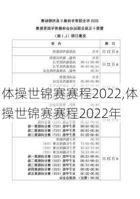 体操世锦赛赛程2022,体操世锦赛赛程2022年