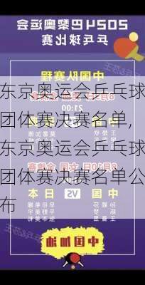 东京奥运会乒乓球团体赛决赛名单,东京奥运会乒乓球团体赛决赛名单公布