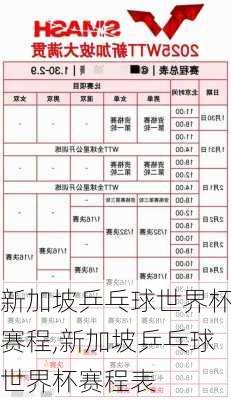 新加坡乒乓球世界杯赛程,新加坡乒乓球世界杯赛程表