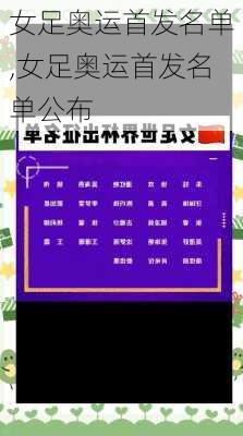 女足奥运首发名单,女足奥运首发名单公布