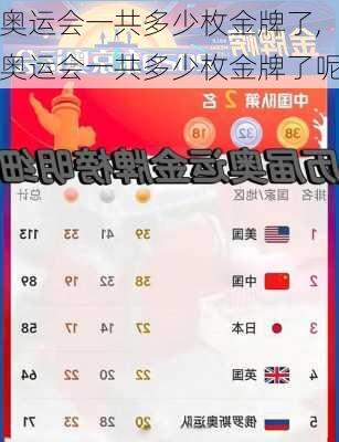 奥运会一共多少枚金牌了,奥运会一共多少枚金牌了呢