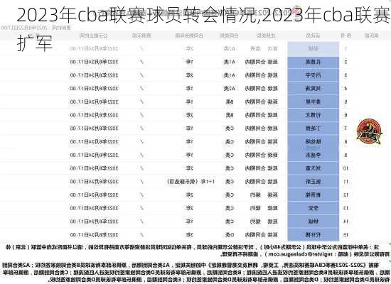 2023年cba联赛球员转会情况,2023年cba联赛扩军