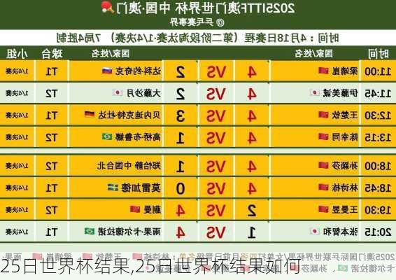 25日世界杯结果,25日世界杯结果如何