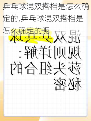 乒乓球混双搭档是怎么确定的,乒乓球混双搭档是怎么确定的呢