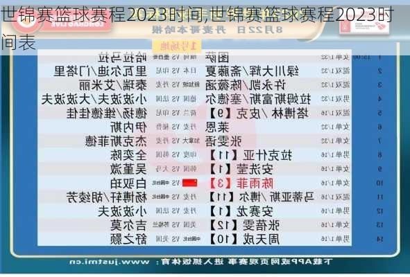 世锦赛篮球赛程2023时间,世锦赛篮球赛程2023时间表