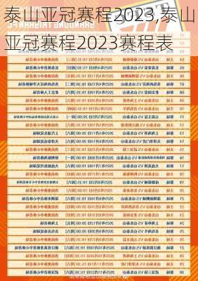 泰山亚冠赛程2023,泰山亚冠赛程2023赛程表