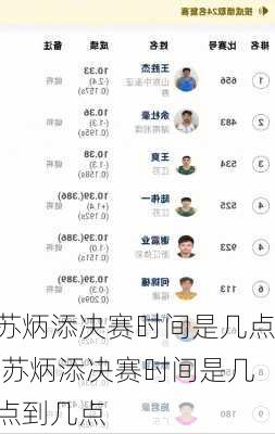 苏炳添决赛时间是几点,苏炳添决赛时间是几点到几点