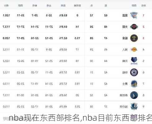 nba现在东西部排名,nba目前东西部排名