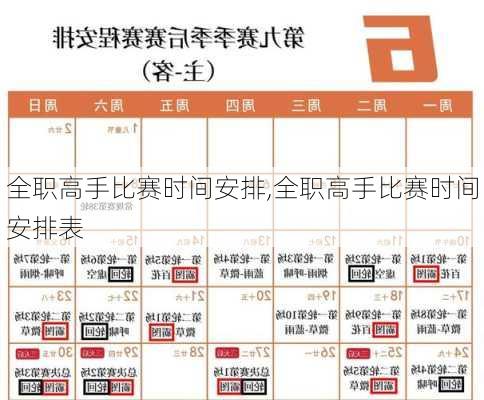 全职高手比赛时间安排,全职高手比赛时间安排表