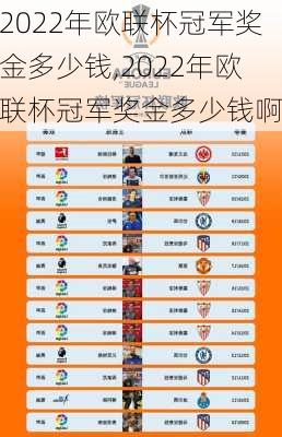 2022年欧联杯冠军奖金多少钱,2022年欧联杯冠军奖金多少钱啊
